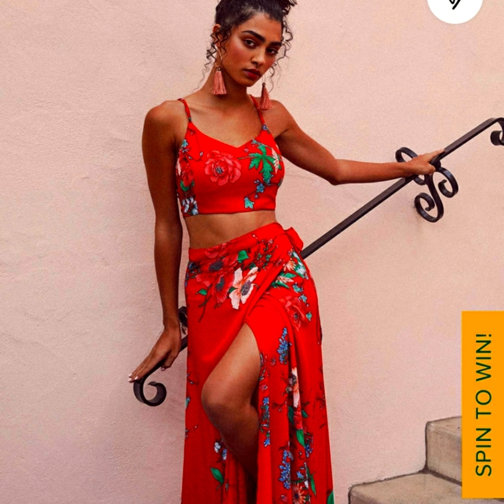 Red 2 peice beautiful long skirt and top